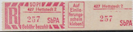 DDR Einschreibemarke Hettstedt SbPA Postfrisch, EM2C-427-2(2) Zh - Etiquettes De Recommandé