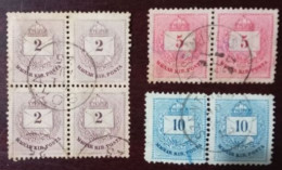 Hungary-Ungarn K. U. K 1881-98 Farbnummern, 4er Block Und Zwei Paare, Gestempelt - Collections