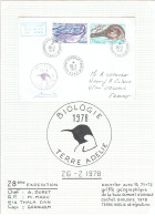 28e Expé Terre Adélie - Lettre Griffe Géographique Base Dumont D'Urville Cachet Biologique Et Signature - 26/2/1978 - Brieven En Documenten