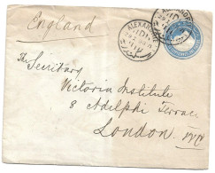 (C04) 1P. STATIONERY COVER - ALEXANDRIE / D => UK 1893 - 1866-1914 Khédivat D'Égypte