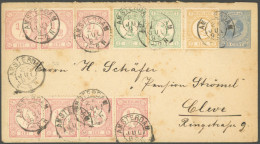 NIEDERLANDE 30-32a BRIEF, 1893, 1/2 C. Rosa, 7 Exemplare, 1 C. Grün (2-mal) Und 2 C. Ockergelb Als Zusatzfrankatur Auf G - Other & Unclassified