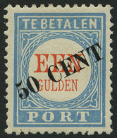 PORTOMARKEN P 27III , 1906, 50 C. Auf 1 G. Hellblau/rot, Type III, Falzrest, Pracht, Mi. 160.- - Strafportzegels