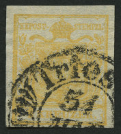 ÖSTERREICH 1Xa O, 1850, 1 Kr. Ockergelb, Handpapier, Type Ia, Stempel TRIEST, Pracht, Fotobefund Dr. Ferchenbauer - Usati
