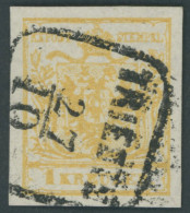 ÖSTERREICH BIS 1867 1Xd O, 1850, 1 Kr. Kadmiumgelb, Handpapier, Type III, R3 TRIEST, Abgenutzter Druck, Pracht, Fotobefu - Other & Unclassified