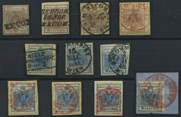 ÖSTERREICH 4/5X,Y BrfStk,o , 1850/4, 6 Kr. Braun Und 9 Kr. Blau, 11 Werte Mit RECOMMANDIRT-Stempeln, Dabei 5 Rote, Meist - Other & Unclassified