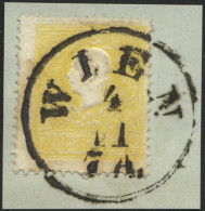 ÖSTERREICH 10IIa BrfStk, 1858, 2 Kr. Gelb, Type II, K1 WIEN, Prachtbriefstück - Gebraucht