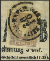 ÖSTERREICH 17 BRIEF, 1859, 1.05 Kr. Graulila Auf Vollständigem Wiener Geschäftsbrief Mit K1 ZEITUNGS-EXPED., Pracht, Sig - Oblitérés