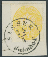 ÖSTERREICH BIS 1867 24 BrfStk, 1863, 2 Kr. Gelb, K1 SISSEK BAHNHOF, Kabinettbriefstück - Altri & Non Classificati