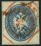 ÖSTERREICH 27 BrfStk, 1863, 10 Kr. Blau Mit Halbkreisstempel GRAZ (Klein 8438) Und Rotem Recommandirt, Pracht - Autres & Non Classés