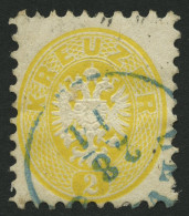 ÖSTERREICH 30 O, 1863, 2 Kr. Gelb Mit Blauem K1, Pracht - Altri & Non Classificati