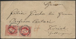ÖSTERREICH 37I Paar BRIEF, 1870, 5 Kr. Karmin, Grober Druck, Im Senkrechten Paar Auf Brief Von Wien Nach Zürich, Pracht - Oblitérés