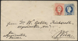 ÖSTERREICH 37/8II BRIEF, 1883, 5 Kr. Rot Und 10 Kr. Blau, Feiner Druck, Mit FingerhutstempelnTRHOW-KAMENITZ, U.a. Rückse - Used Stamps