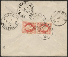 ÖSTERREICH 37II Paar BRIEF, 1882, 5 Kr. Rot, Feiner Druck, Im Senkrechten Paar Rückseitig Auf Brief Von Karlsbad Nach Gr - Used Stamps