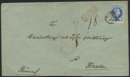ÖSTERREICH 38I BRIEF, 1867, 10 Kr. Blau, Grober Druck, 2x (vorder- Und Rückseitig) Auf Brief Von TARNOW (Fingerhutstempe - Usati