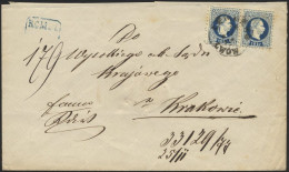 ÖSTERREICH 38II Paar BRIEF, 1882, 10 Kr. Blau, Feiner Druck, Im Waagerechten Paar Auf Reco-Brief Nach Krakau, Feinst - Usati
