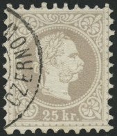 ÖSTERREICH 40IIa O, 1874, 25 Kr. Lilagrau, Feiner Druck, Pracht, Gepr. Dr. Ferchenbauer, Mi. 200.- - Gebraucht