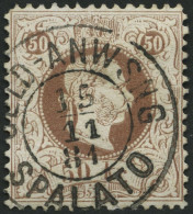 Delcampe - ÖSTERREICH 41II O, 1874, 50 Kr. Braun, Feiner Druck, Gezähnt L 12 , K2 GELD-ANWEISUNG SPALATO, Punkthelle Stelle Sonst P - Usados