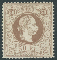 ÖSTERREICH 1867-1918 41IIE , 1867, 50 Kr. Braun, Gezähnt L 13, Postfrisch, Pacht - Other & Unclassified