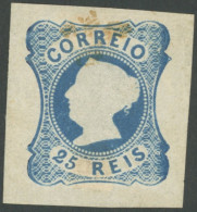 PORTUGAL 2NDa , 1863, Neudruck: 25 R. Blau, Mehrere Falzreste, Feinst, Gepr. Ehrig Mit Befund, Mi. 170.- - Andere & Zonder Classificatie