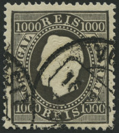 PORTUGAL 61C O, 1884, 1000 R. Schwarz, Gezähnt 131/2, Pracht, Mi. 140.- - Gebruikt