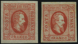 RUMÄNIEN 13x , 1865, 20 Par. Rot, Beide Typen, Falzrest, 2 Prachtwerte - Other & Unclassified