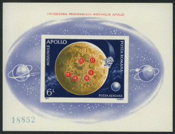 RUMÄNIEN Bl. 103 , 1972, Block Apolloprogramm, Pracht, Mi. 110.- - Blocks & Kleinbögen