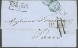 RUSSLAND 1862, Rhombenstempel ODESSA Auf Taxiertem Kabinettbrief Mit R3 AUS RUSSLAND EIS. POST BUREAU V. Und R1 P. 33 Na - Other & Unclassified