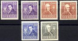 SCHWEDEN 272-75A/B , 1939, 200 Jahre Akademie Der Wissenschaften, Zweiseitig Und Vierseitig Gezähnt, Prachtsatz (6 Werte - Usati