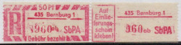 DDR Einschreibemarke Bernburg SbPA Postfrisch, EM2B-435-1abI(3) RU (d) Zh - R-Zettel