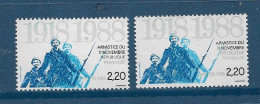 Poilus YT 2549 + B : Normal + Bleu Clair Décalé Vers Le Bas. Superbe, Voir Le Scan. Cotes YT : 1.10 € + 25 € = 26.10 €. - Unused Stamps