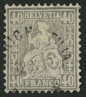 SCHWEIZ BUNDESPOST 34 O, 1867, 40 C. Grau, üblich Gezähnt Pracht, Gepr. Marchand, Mi. 140.- - Gebraucht