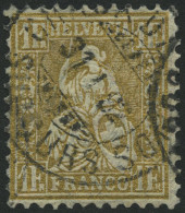 SCHWEIZ BUNDESPOST 44 O, 1881, 1 Fr. Gold, Faserpapier, K2 CHAUX DE FONDS SUCCURS, üblich Gezähnt Pracht, Fotoattest Her - Usati