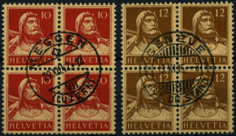 SCHWEIZ BUNDESPOST 118II,119 VB O, 1914, 10 C. Rot Auf Mattorange, Type II, Und 12 C. Braun, In Zentrisch Gestempelten V - Gebraucht