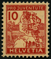 SCHWEIZ BUNDESPOST 129 , 1915, 10 C. Pro Juventute, Falzrest, Pracht, Mi. 110.- - Unused Stamps