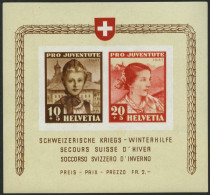 SCHWEIZ BUNDESPOST Bl. 6 , 1941, Block Kriegs-Winterhilfe, Pracht, Mi. 140.- - Bloques & Hojas