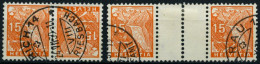 ZUSAMMENDRUCKE K 30,WZ 33C O, 1935, Landschaften Kehrdruck 15 + 15 Und 15 + Z + 15, Zwischensteg Senkrecht Gezähnt, 2 Pr - Zusammendrucke