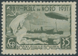 SOWJETUNION 403Cy , 1931, 35 K. Polarfahrt, Gezähnt K 12:121/2, Gelblichweißes Papier, Postfrisch, Pracht, Mi. 150.- - Sonstige & Ohne Zuordnung