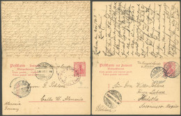 MEXIKO 1903, AGENCIA DE CORREOS EN HUSTLA, Seltener Ovalstempel Auf Doppel-Ganzsache 10 Pf. Germania, Aufgegeben In CALB - México