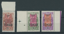 TSCHAD 42-45 , 1925, 3 Fr. Auf 5 Fr. - 25 Fr. Auf 5 Fr. Freimarken, Postfrisch, 3 Prachtwerte - Ungebraucht