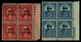 USA 311/2 VB , Scott 647/8, 1928, Hawaii In Postfrischen Plattenviererblocks, Postfrisch, Pracht, $ 650 - Nuovi