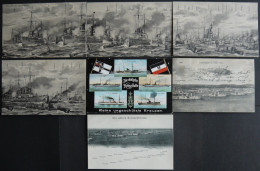 ALTE POSTKARTEN - SCHIFFE KAISERL. MARINE Deutschlands Kriegs- Und Schlachtflotte, 7 Verschiedene Karten - Guerre