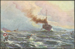 ALTE POSTKARTEN - SCHIFFE KAISERL. MARINE Skagerrak, Nach Der Schlacht. Rettung Durch Unsere Torpedoboote, Farbige Künst - Guerra