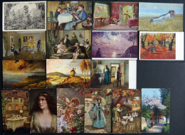 ALTE POSTKARTEN - VARIA Künstlerkarten, 34 Verschiedene Farbige Ansichtskarten - Other & Unclassified