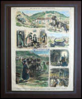 BAYERISCHES HOCHLAND, 7 Ansichten Auf Einem Blatt, Kolorierter Holzstich Von Grögler Um 1880 - Prints & Engravings