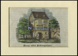 BRAUNSCHWEIG: Das Redingethor, Kolorierter Holzstich Auf Vaterländische Geschichten Von Görges 1843/4 - Estampes & Gravures