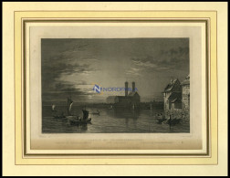 Schloß FRIEDRICHSHAFEN übers Wasser Gesehen, Stahlstich Von Tombleson/HOW Um 1840 - Stiche & Gravuren