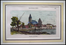 GRIMMEN An Der Trebel, Kolorierter Holzstich Von Gustav Schönleber Von 1881 - Estampes & Gravures