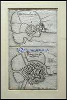 HAMBURG-HARBURG, 2 Festungspläne Auf Einem Blatt, Kupferstich Von Merian Um 1645 - Estampes & Gravures