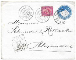 (C04) REGISTRED 1P. STATIONERY COVER UPRATED BY 5M. STAMP - CAIRE/R  => ALEXANDRIE 1894 - 1866-1914 Khédivat D'Égypte