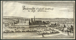 STEUERWALD B. Hildesheim, Gesamtansicht, Kupferstich Von Merian Um 1645 - Estampes & Gravures